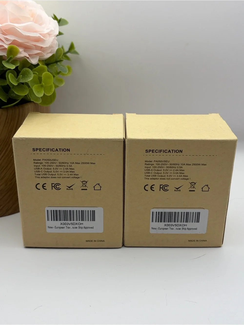 2-Pack Lencent Foldable Dual USB Type C European Travel Plug Adapter, PA050USEU